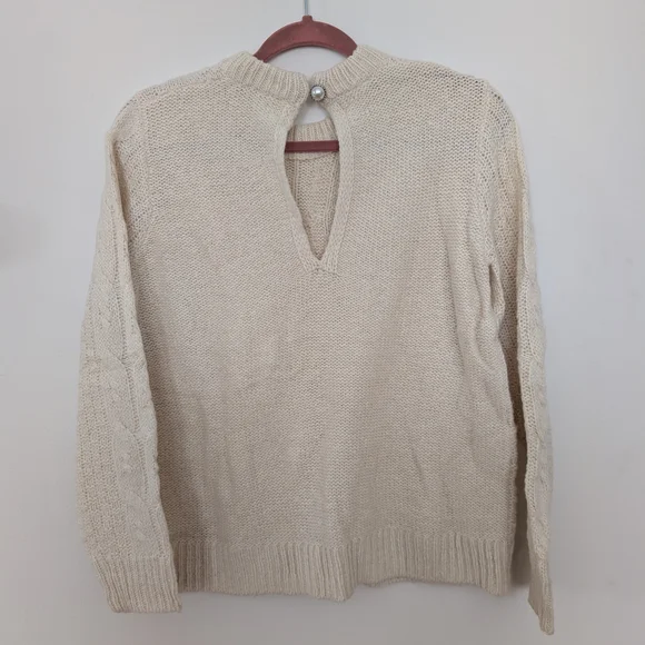 Preppy Y2K Style Vila Women's Cream Sweater Cable Knit - Picture 5 of 9